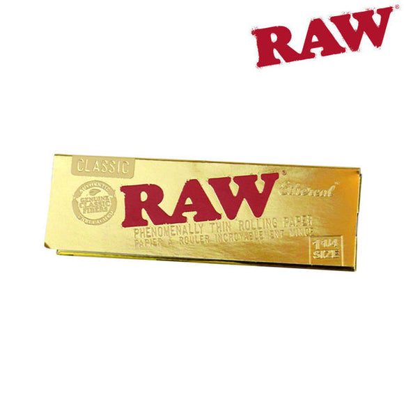 RAW CLASSIC ETHEREAL PHENOMENALLY THIN ROLLING PAPERS 1 1/4 SIZE, PACK/50, BOX/24