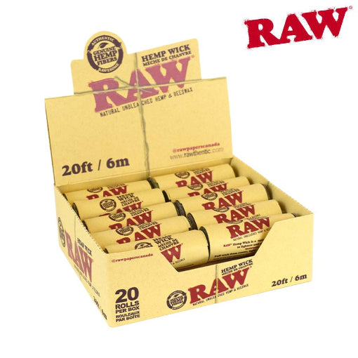 RAW Hemp Wicks 20 Rolls Per Box