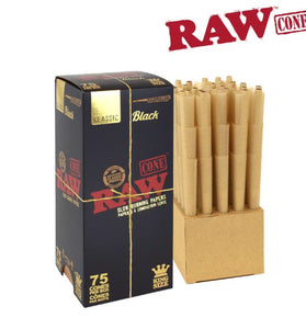 RAW Black Pre-Roll Cones 75 pack
