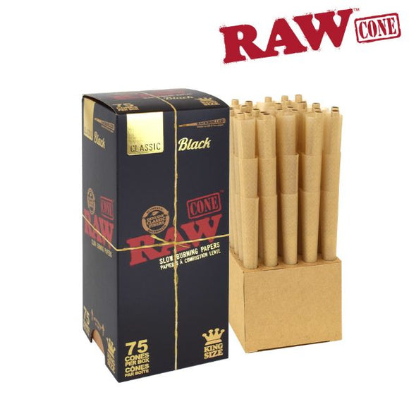 RAW Black Pre-Roll Cones 75 pack