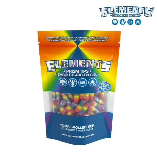 ELEMENTS PRISM PRE-ROLLED UNBLEACHED TIPS, BAG/100