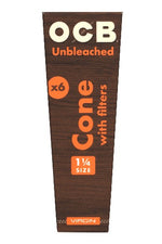 OCB Unbleached 6 Pack 1 1/4 Cones