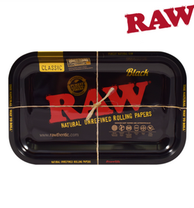 RAW Rolling Tray Black and Gold