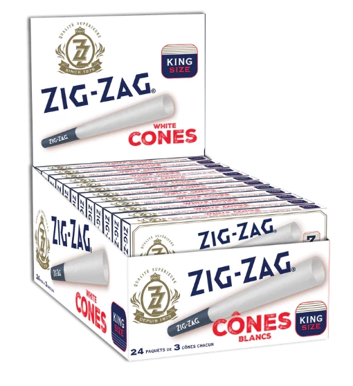 Paquete de 3 conos tamaño king blancos Zig Zag