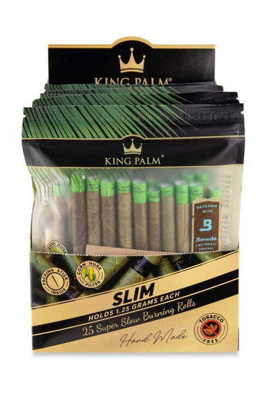 Tubos de hojas naturales King Palm, tamaño delgado, paquete de 25 unidades, 8 unidades