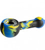 LIT 4" Silicone Hand Pipe with Glass Insert Blue-Black-Yellow - We Roll With It