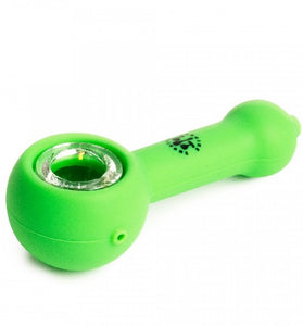 LIT 4" Silicone Hand Pipe with Glass Insert Green - We Roll With It