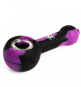 LIT 4" Silicone Hand Pipe with Glass Insert Purple and Black - We Roll With It