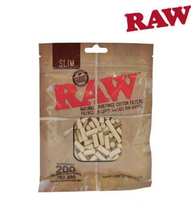 RAW Slim Cotton Filters 200 per bag - We Roll With It
