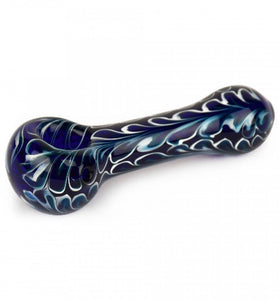 Red Eye Glass 4.5" Blue Paisley Hand Pipe White and Teal Accents - We Roll With It