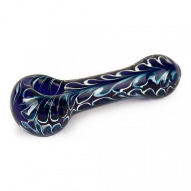 Red Eye Glass 4.5" Blue Paisley Hand Pipe White and Teal Accents - We Roll With It