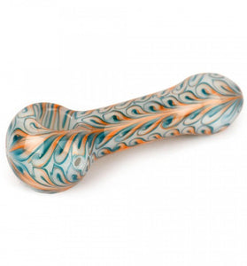 Red Eye Glass 4.5" White Paisley Hand Pipe Orange and Teal Accents - We Roll With It